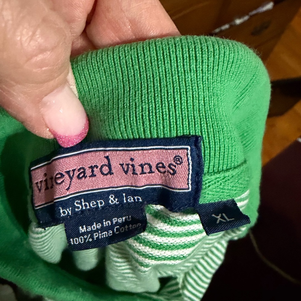 Vineyard Vines Green and White Striped Knit